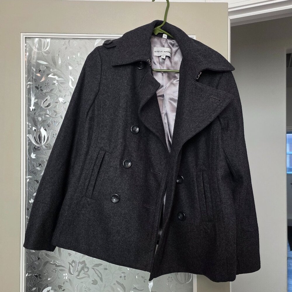 Dark Grey Steve Madden Wool Blend Pea Coat - XL